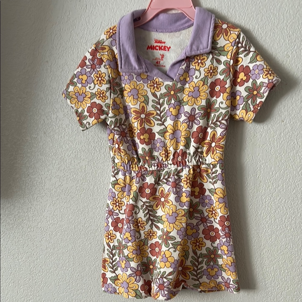 Disney Floral Kids Casual Dress - Purple, Yellow, Red
